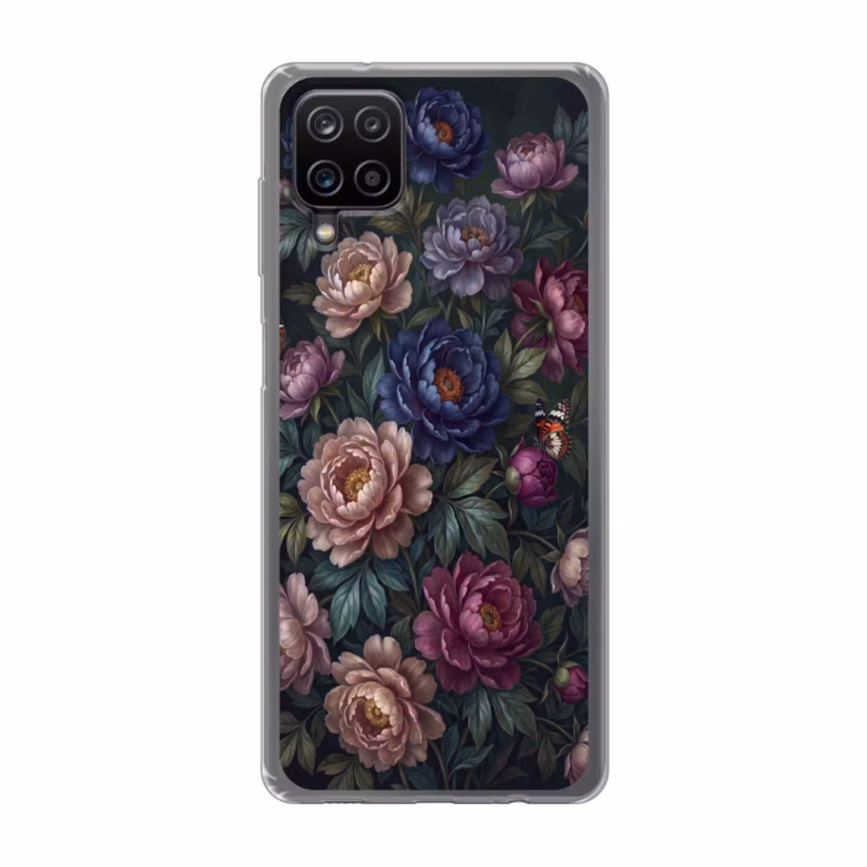 Bloemen - Vlinder - Natuur - Modern - Paars Telefoonhoesje Samsung Galaxy A12 klein -3d