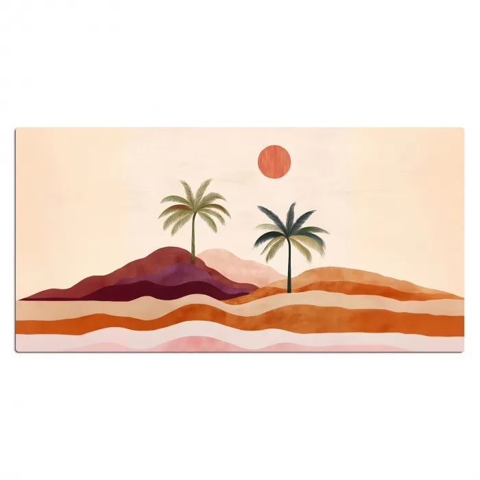 Palmbomen - Abstract - Zon - Heuvels Muismat XXL klein -3d_leeg