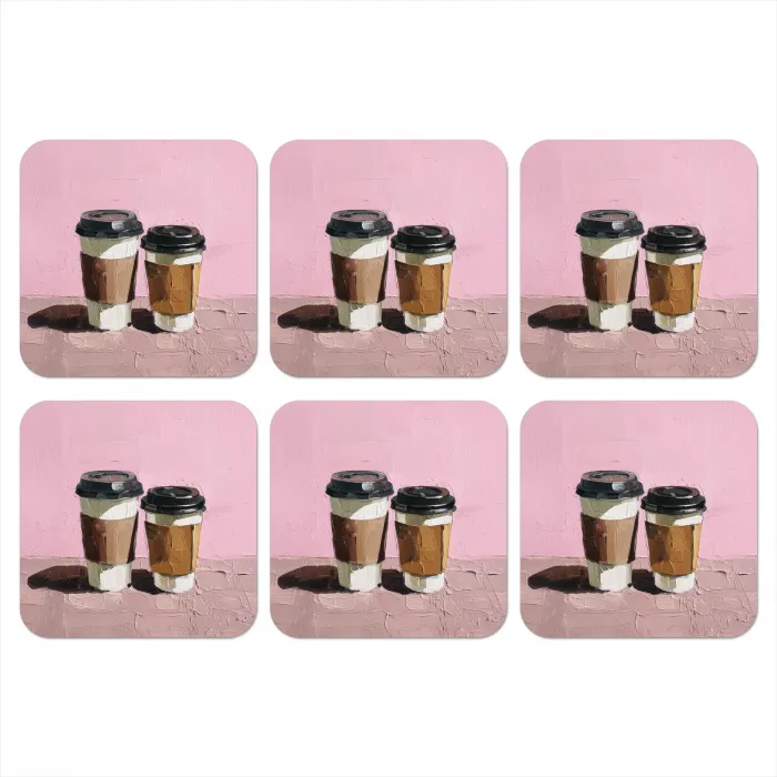 Koffiebekers - Deksel - Verf - Textuur onderzetter kurk middel -3d