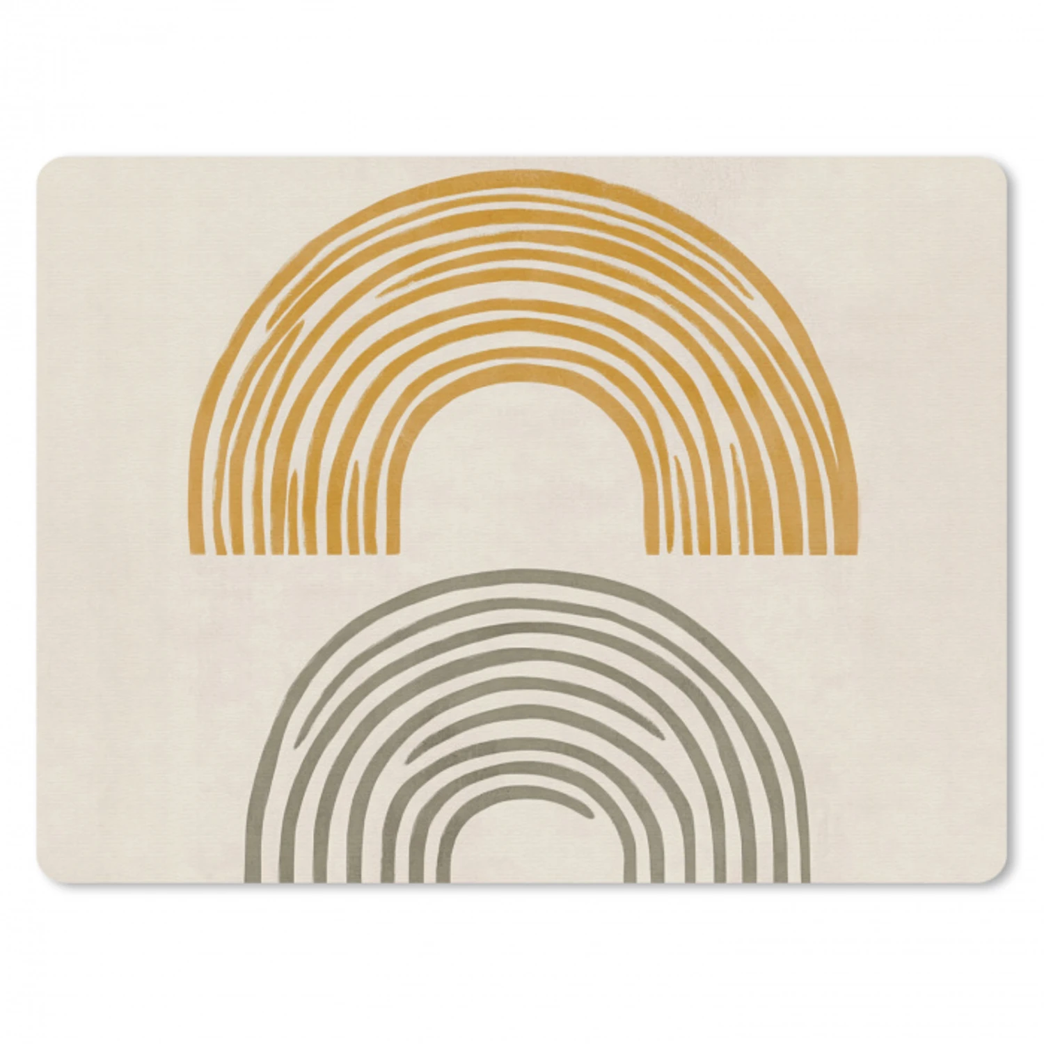 Bogen - Lijnen - Oranje - Minimalistisch muismat rubber klein -3d