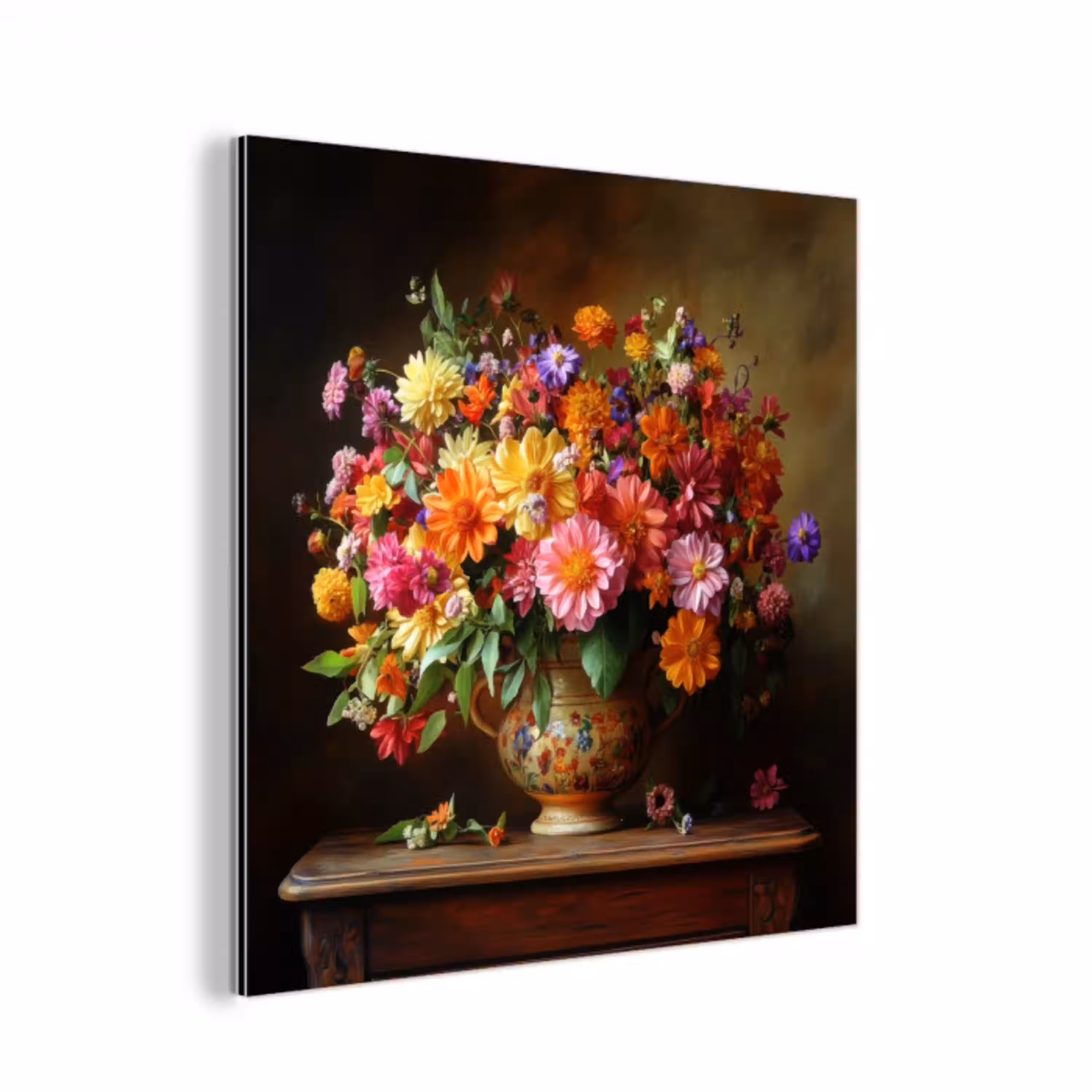Kleuren - Boeket - Vaas - Hout aluminium wit klein -3d