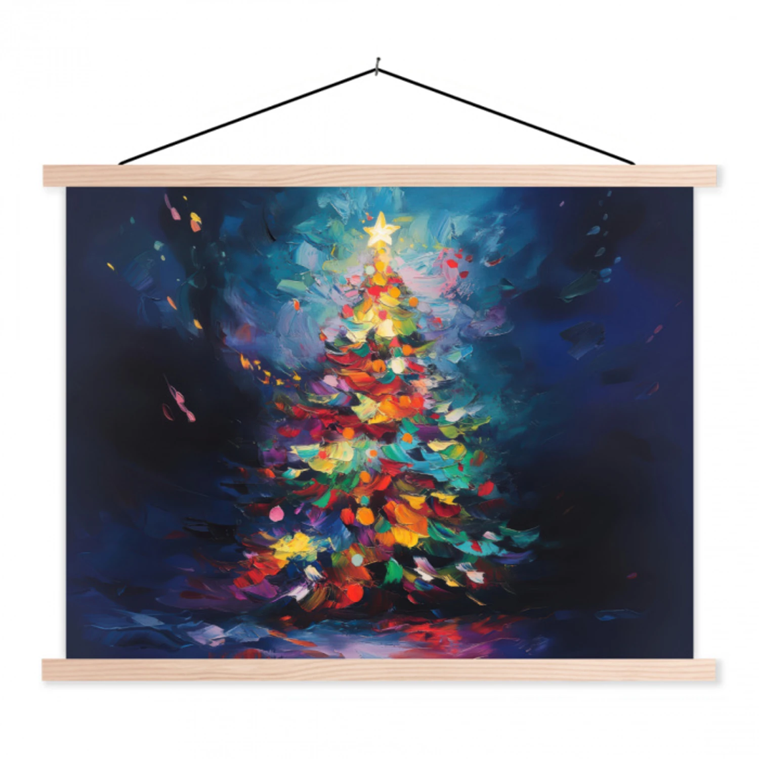 Kerstboom - Kerst - Abstract - Kleurrijk textielposter latten blank klein -3d