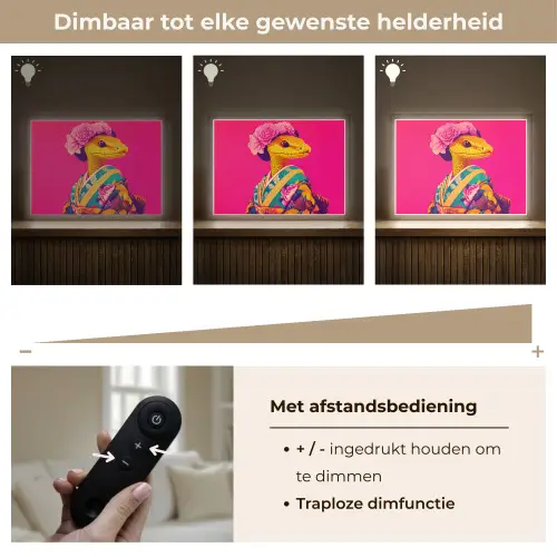 Hagedis - Bloemen - Roze - Kimono Light Box met batterij (Wandlamp) middel -USP_dimbaarNL