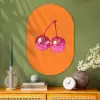 Discoballen - Kers - Spiegels - Roze Wandcirkel Ovaal Glas middel -sfeer2