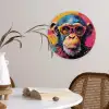 Graffiti - Chimpansee - Aap - Bril - Kleurrijk Wandcirkel kunststof plaat 5mm dik klein -sfeer4