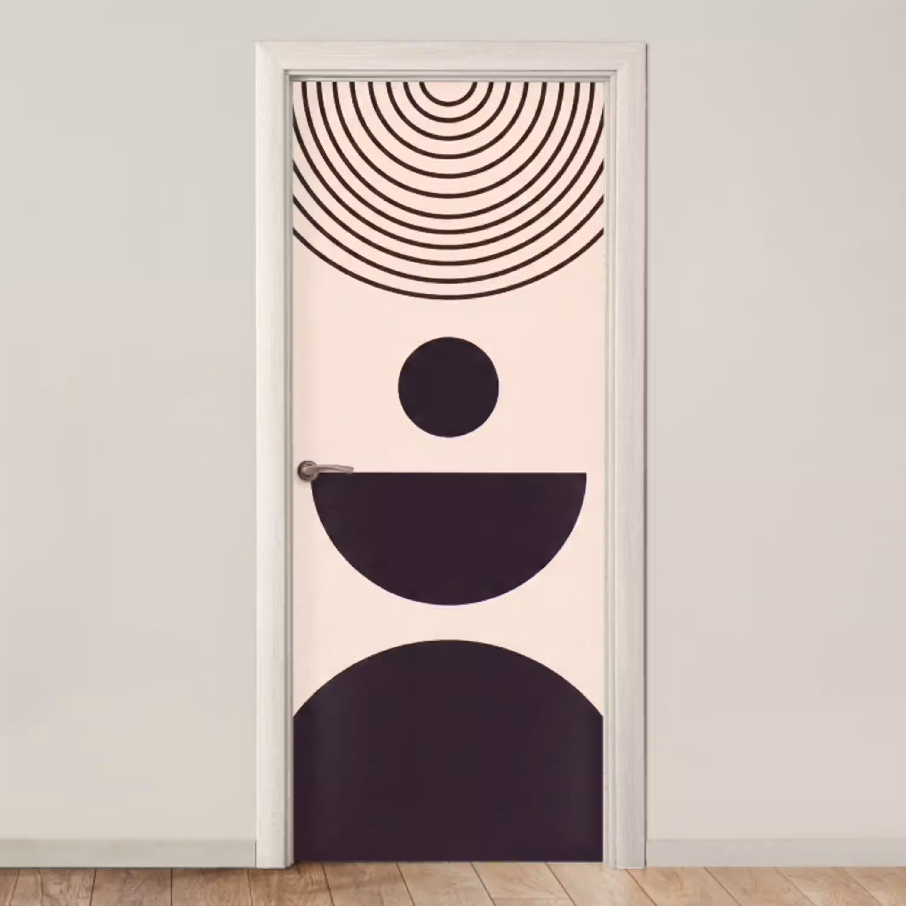 Geometrische balans - Kunst deurposter klein -3d_beige