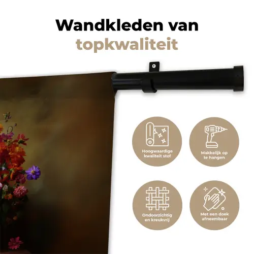 Kleur - Bloemen - Vintage - Bloemenvaas Wandkleed katoen klein -sfeer2