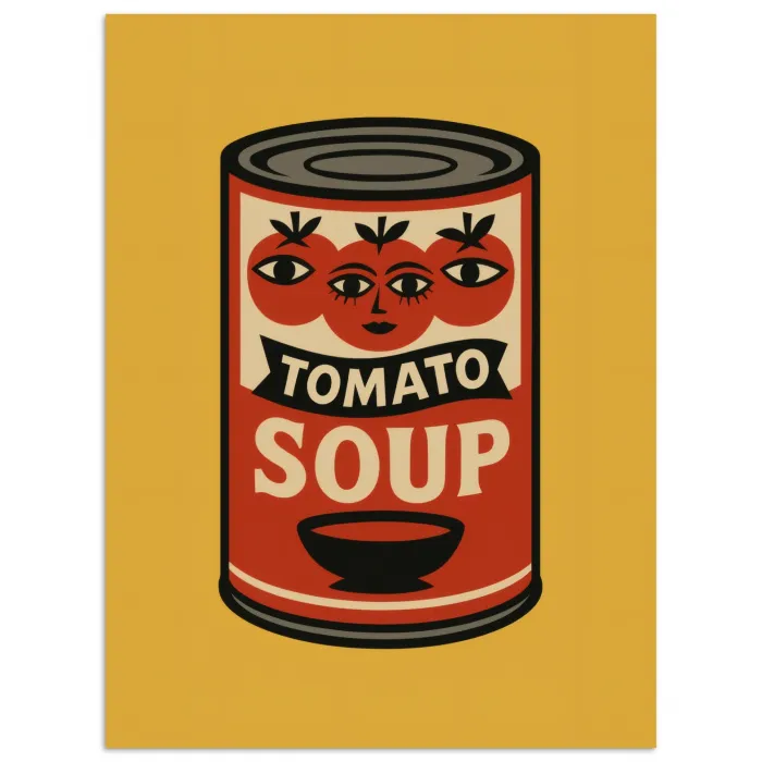Tomatensoep - Gezichtje - Illustratie - Rood poster papier klein -3d