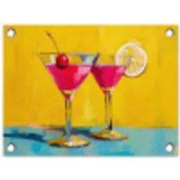 Glazen - Cocktail - Citroen - Kers tuinposter los doek klein -3d