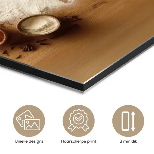 Hout - Wereldkaart - Bakken - Keuken aluminium wit klein -closeup_NL