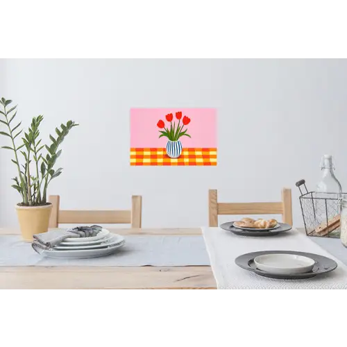 Tulpen - Roze - Vaas Muursticker klein -eettafel