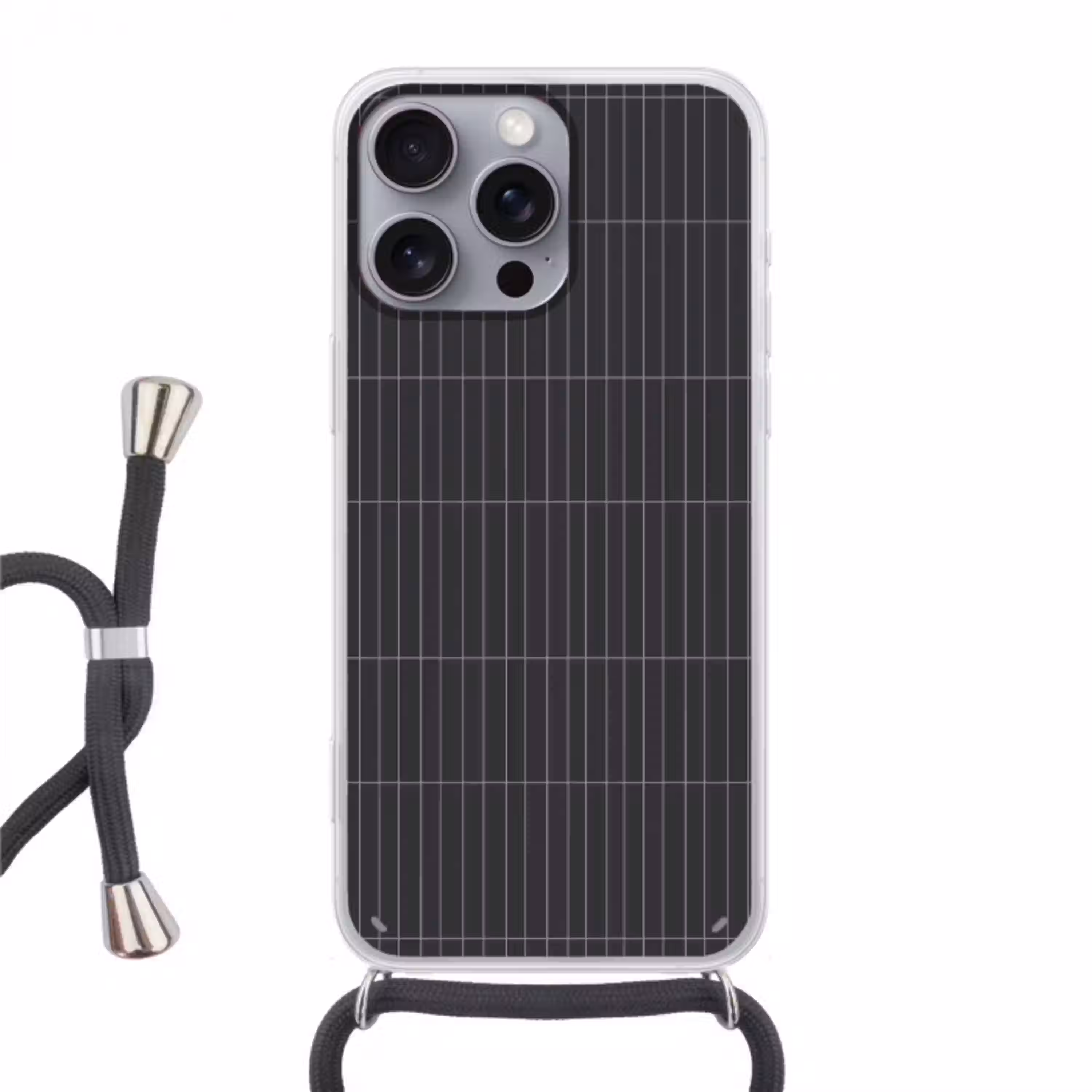 Verticaal - Wandtegel - Donkergrijs Hoesje iPhone 16 Pro Max met koord klein 804 -3d
