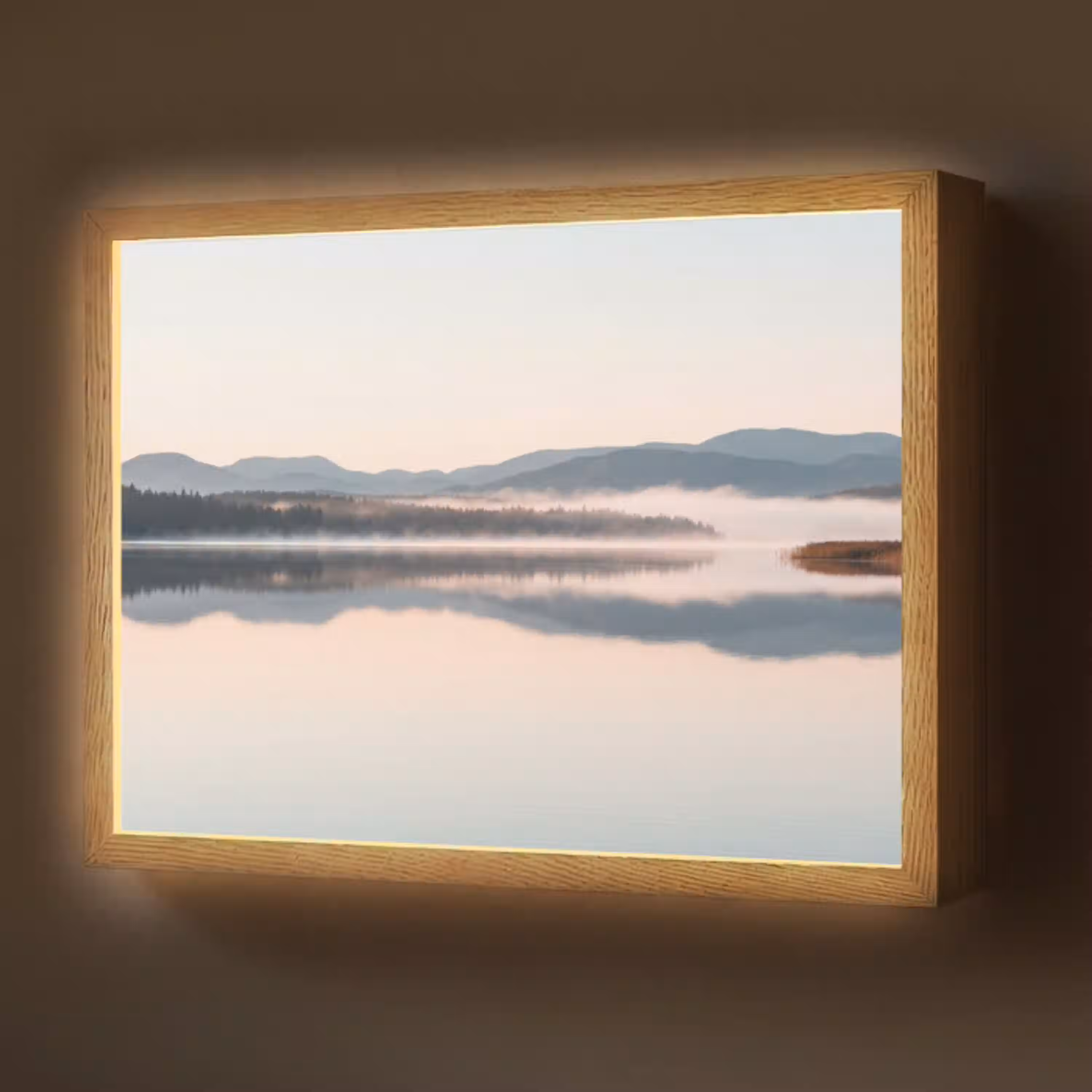 Water - Bomen - Mistlaag Light Box met batterij (Wandlamp) middel -z3d_website