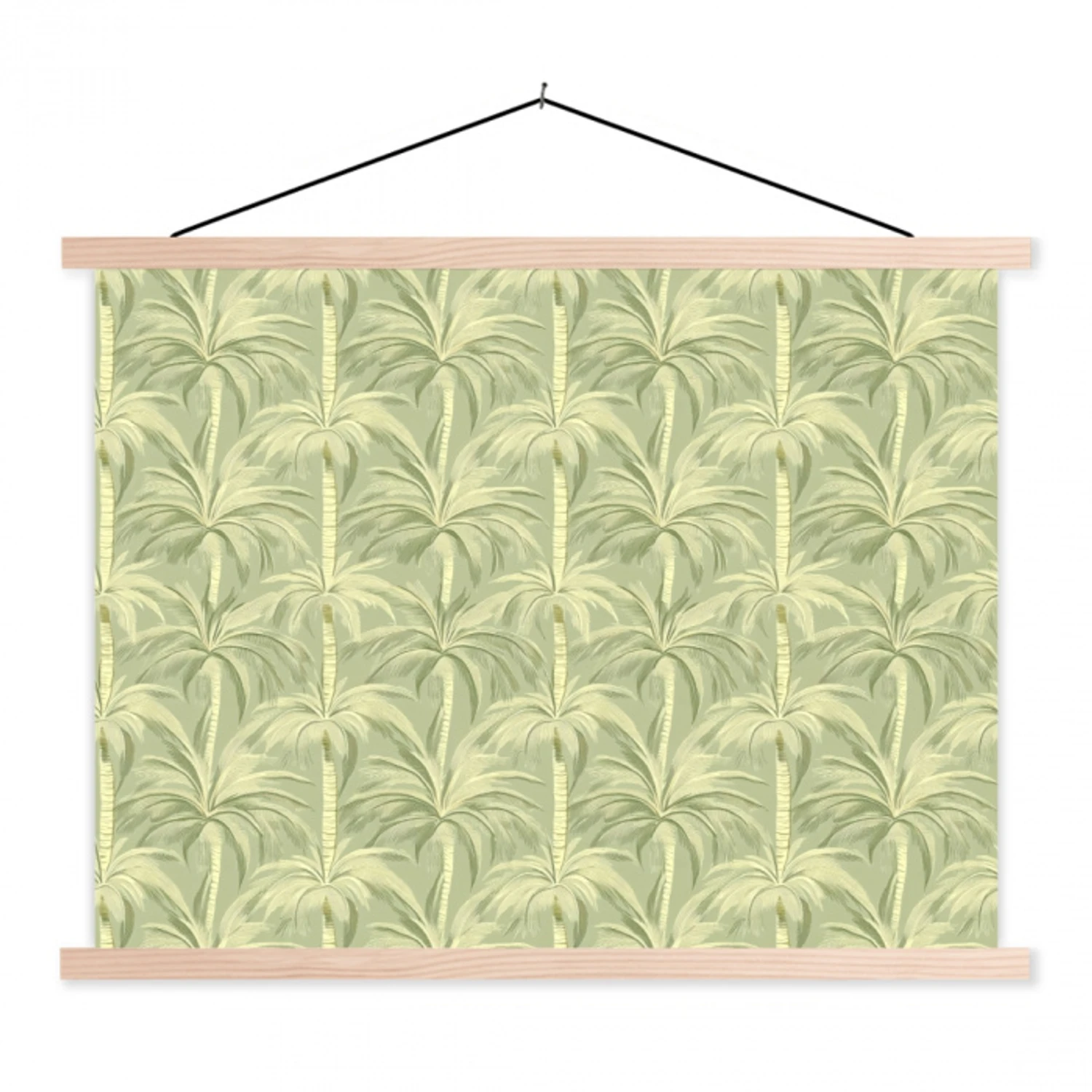 Palmwoud - Tropisch - Groen textielposter latten blank klein 122 -3d