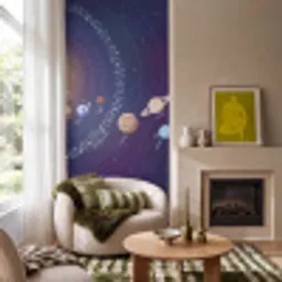 Planetenstelsel - Ruimte - Illustratie Behang Vlies klein -sfeer2