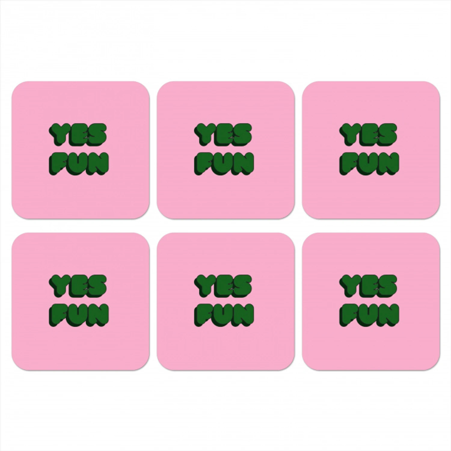 Yes fun - Groen - Roze onderzetter kurk middel -3d