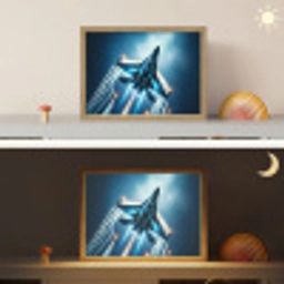 Straaljager - Blauw - Jongens Light Box met batterij (Wandlamp kind) middel -sfeer3_kind