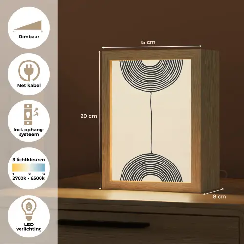 Geometrische bogen - Minimalistisch - Symmetrisch Light Box met kabel (Tafellamp) klein -USP_NL