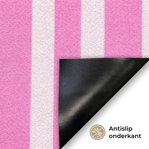 More coffee - Roze - Paars - Strepen - Mok Deurmat klein -antislip_NL
