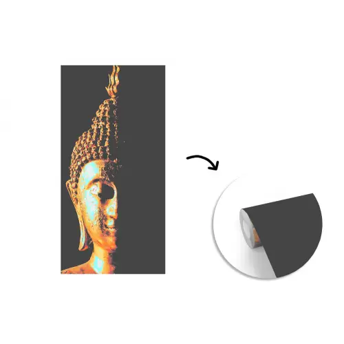 Buddha - Boeddha beeld - Goud - Spiritueel - Zwart fotobehang vinyl groot -3d