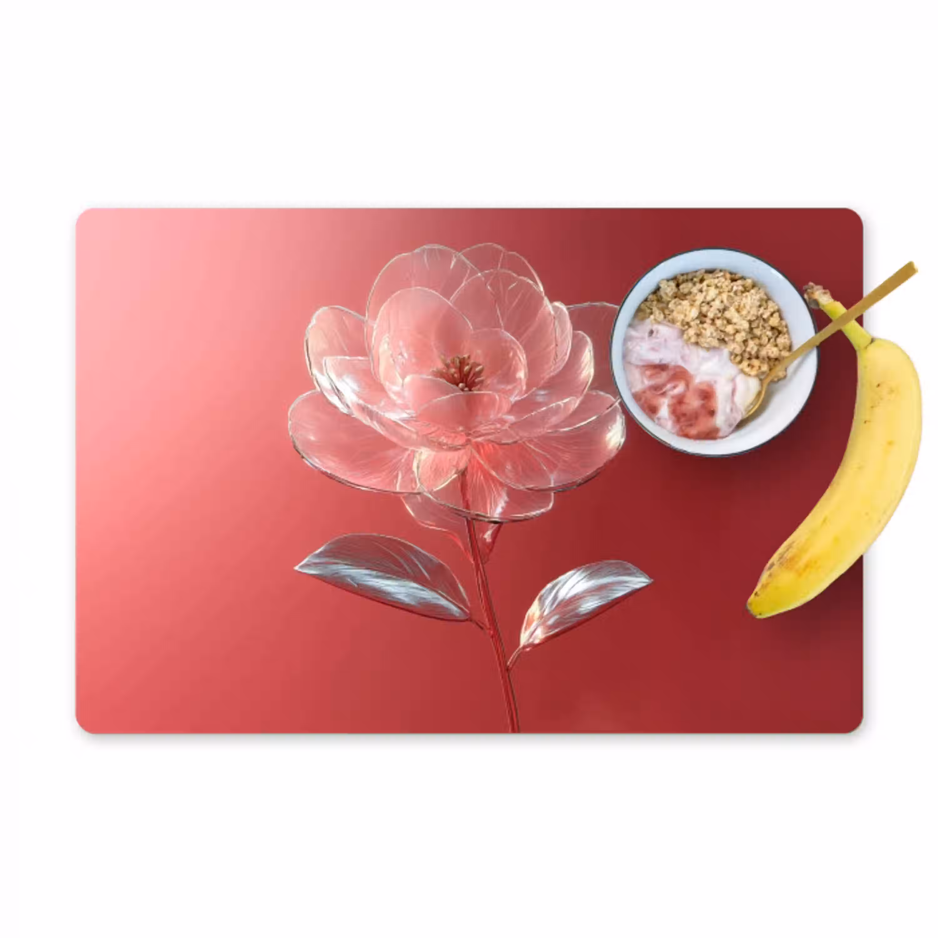 Sierlijk - Bloem - Roze - Glazen Placemat vinyl groot -zzzproduct_Kitchenyeah-website