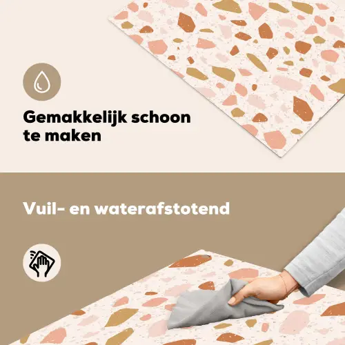 Terrazzo -  Patroon - Kleurrijk - Zalm Inductie beschemer met haakjes klein 777 -ky-schoon-nl