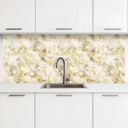 Warm - Gouden - Marmer - Patroon keuken achterwand 2 middel 871 -3d