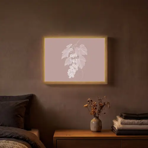 Tros - Druiven - Illustratie - Bladeren Light Box met batterij (Wandlamp) middel -sfeer4