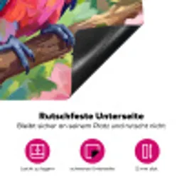 Papagaai - Hibiscusbloemen - Kleurrijk Inductie beschermer vinyl 3mm klein -zzzzzzz-lf-onderkant