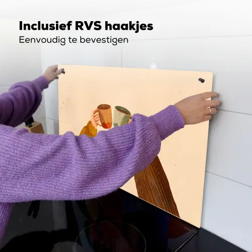 Illustratie - Mokken - Proosten - Bruin Inductie beschemer met haakjes klein -ky-ophangen-nl