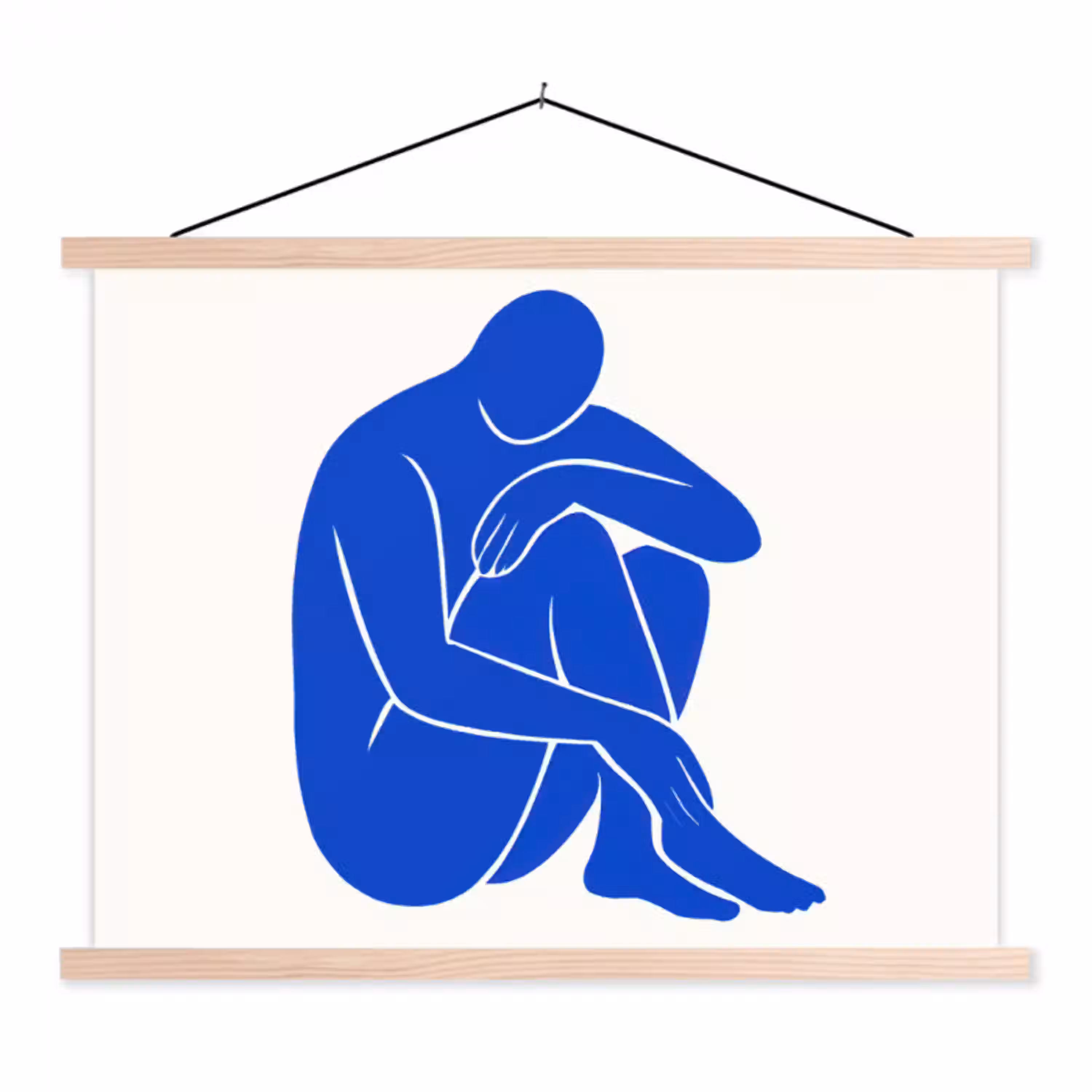 Lichaam - Abstract - Blauw textielposter latten blank klein -3d