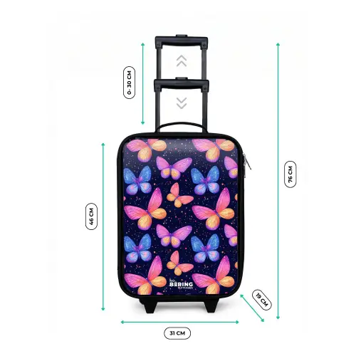 Kleurrijke vlinders in roze en blauw Kinderkoffer - Zwart klein -productfoto_formaten