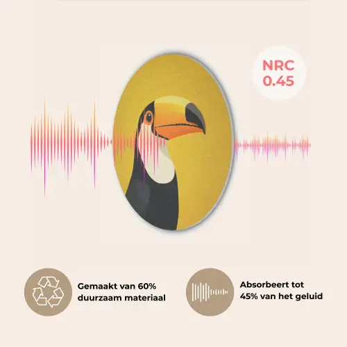 Toekan - Minimalistisch - Snavel - Oranje Akoestische PET Vilt - Rond klein -USP_NL