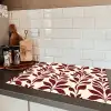 Abstract - Bladeren - Burgundy Inductie beschermer vinyl 3mm klein 276 -sfeer3