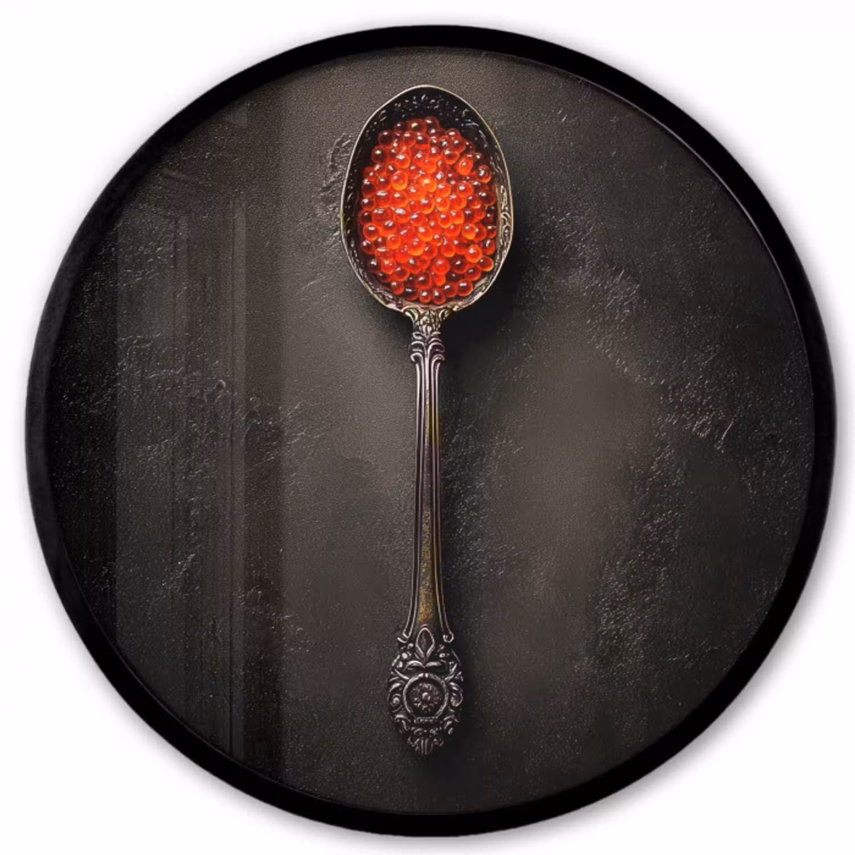 Zwart - Lepel - Caviar Fotolijst rond zonder passe partout klein -3d