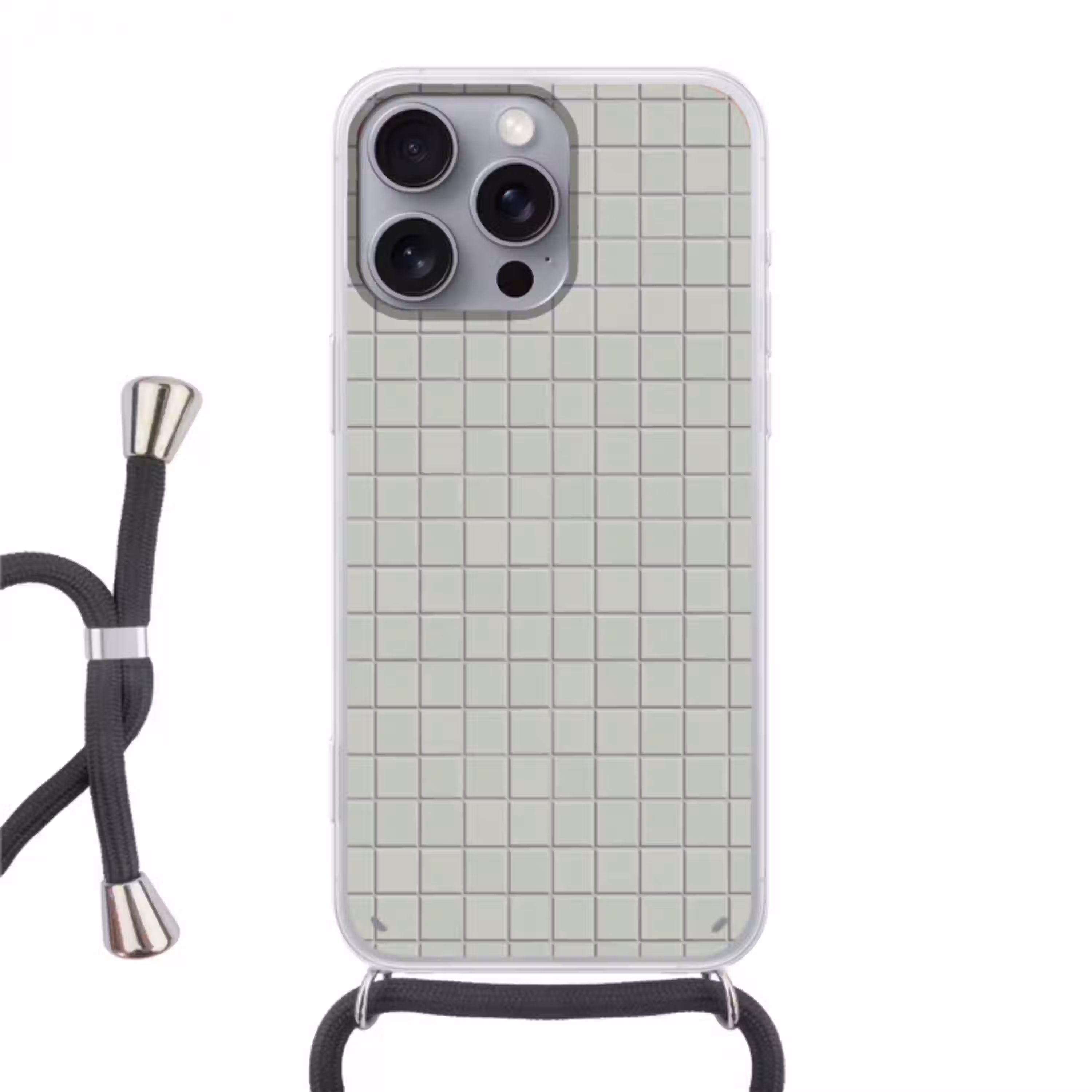 Tegel - Patroon - Lichtgroen Hoesje iPhone 16 Pro Max met koord klein 804 -3d