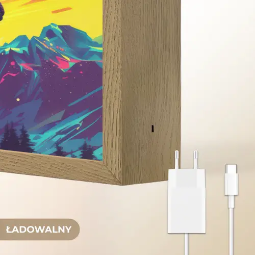 Snowboarden - Sneeuw - Kleurrijk Light Box met batterij (Wandlamp kind) middel -USP_websiteoplaadbaarNL
