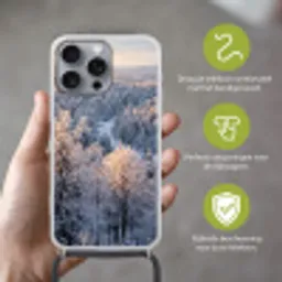 Bos - Bergen - Goud - Winter - Warm Hoesje iPhone 16 Pro Max met koord klein -sfeer2_NL