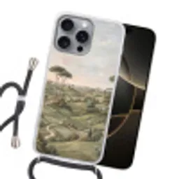 Landschap - Heuvels - Zandpad - Groen Hoesje iPhone 16 Pro Max met koord klein -sfeer1