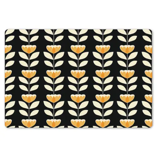Retro - Bloem - Zwart - Okergeel Placemat vinyl groot 368 -zzsfeer1_Kitchenyeah-website