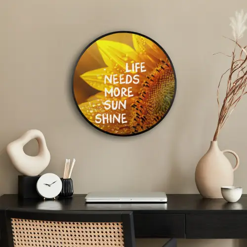 Zonnebloem - Close up - Geel - Quote Fotolijst rond zonder passe partout klein -sfeer1