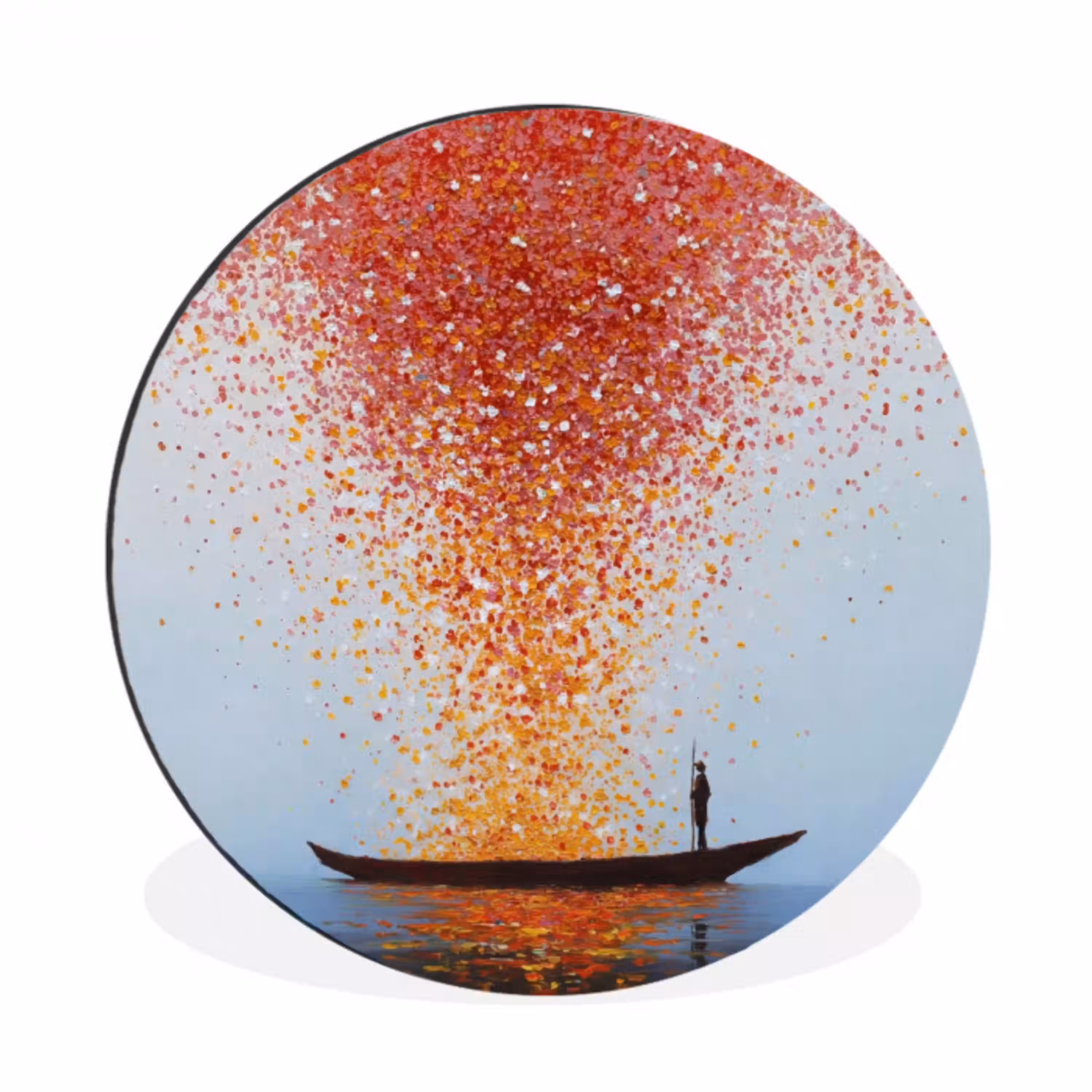 Wolk - Confetti - Boot - Wateroppervlakte Wandcirkel aluminium klein -3d
