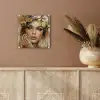Vrouw - Bloemen  - Goud - Portret plexiglas 5mm klein -sfeer5