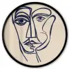 Minimalistisch - Lijnillustratie - Beige - Donkerblauw Fotolijst rond zonder passe partout klein -3d