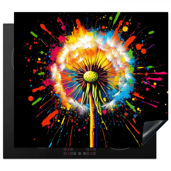 Paardenbloem - Graffiti - Kleurrijk - Bloemen - Natuur Inductie beschermer vinyl 3mm middel -3d