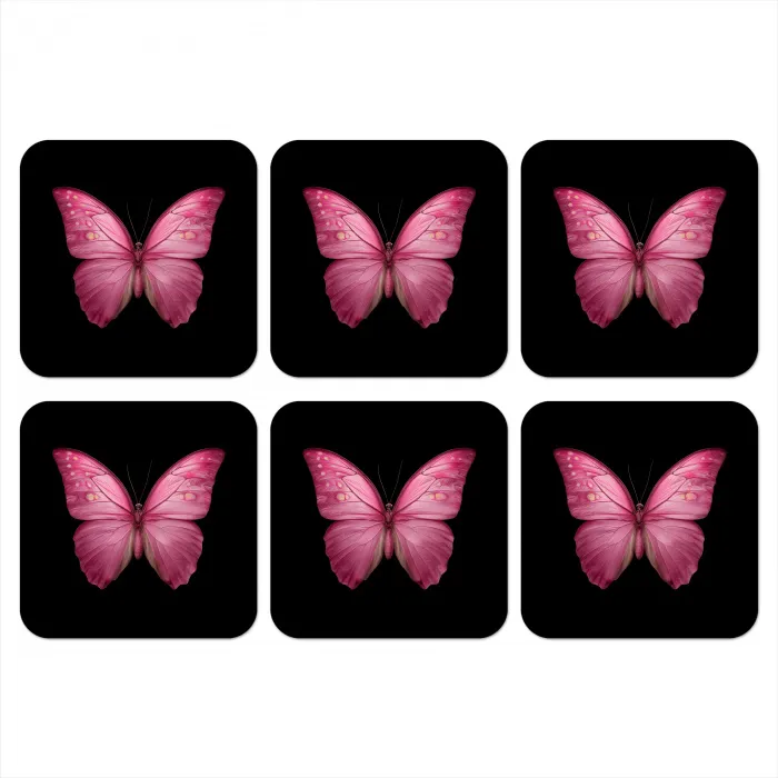 Vlinder - roze - Elegant onderzetter kurk middel -3d