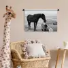 Paard - Auto - Zwart - Wit Wandkleed katoen klein -wsfeer5_kind