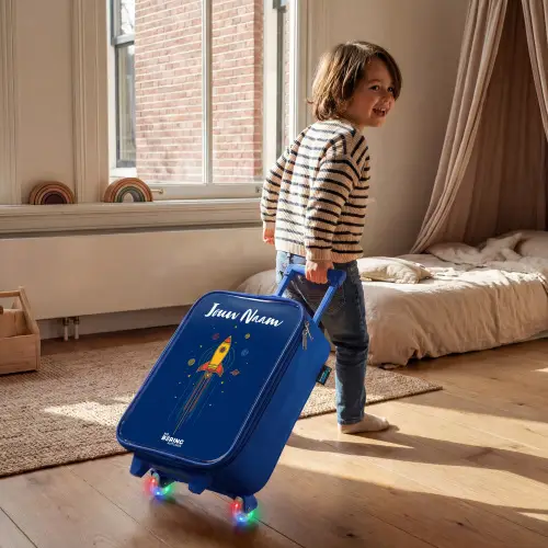 Raket - Planeten - Sterren Kinderkoffer - Blauw klein -sfeer1