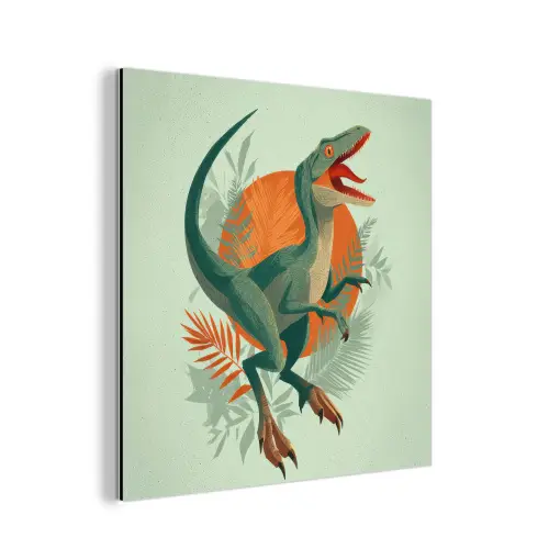Dino - Bladeren - Grafisch - Groen aluminium wit klein -3d