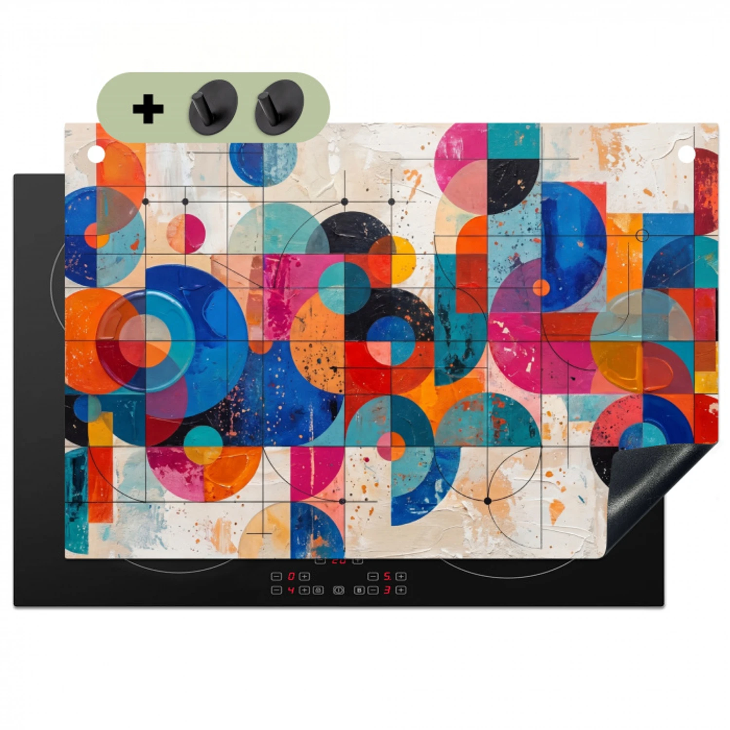 Kunst - Geometrisch - Abstract - Kleurrijk Inductie beschemer met haakjes klein -3d